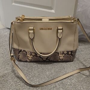 Michael Kors Cream and Snake Print Satchel